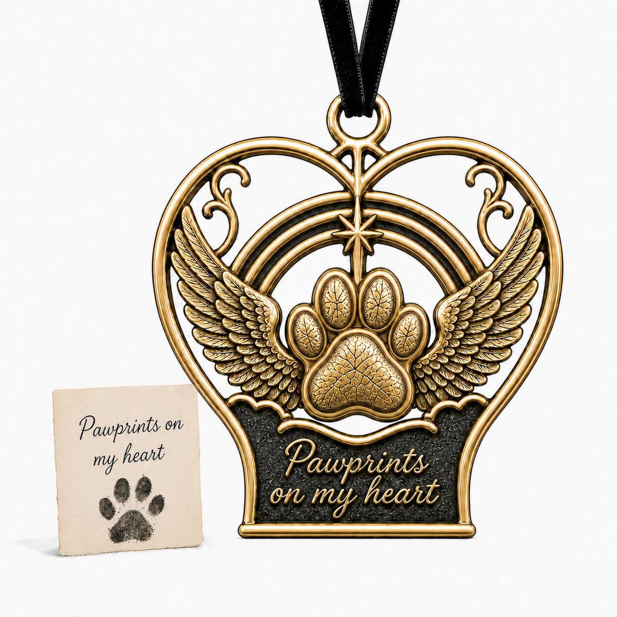 Large Personalized Pet Memorial Ornament | Angel Wings Keepsake | Custom Christmas Tree Decor
