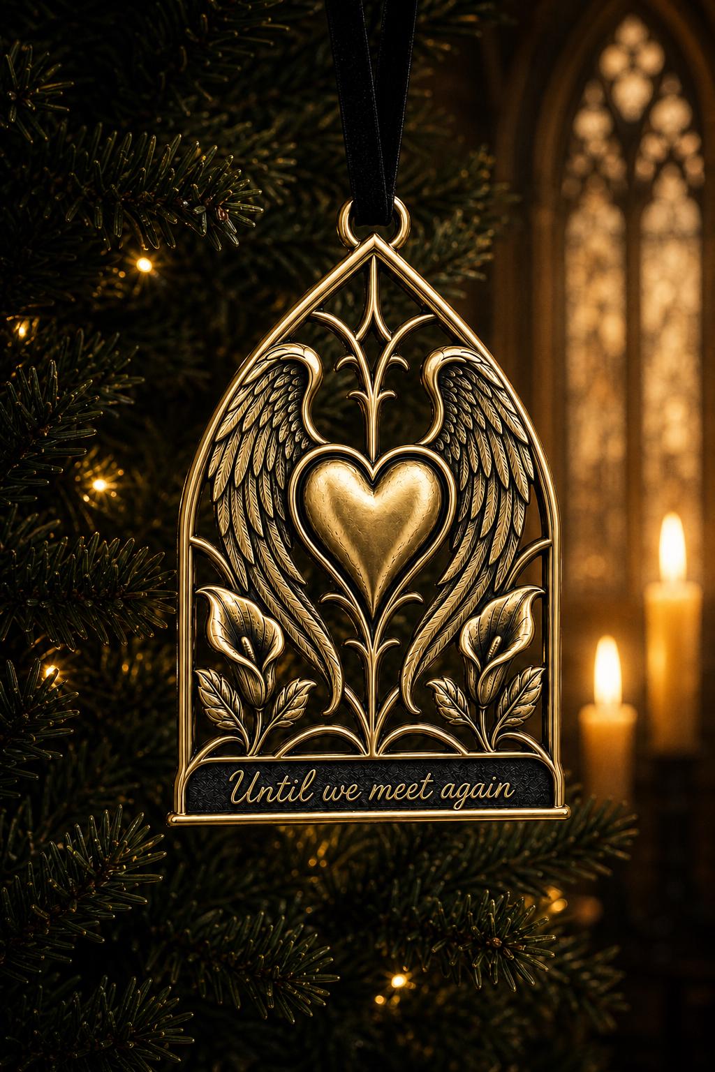Large Personalized Angel Wings Memorial Ornament | Sympathy Remembrance Decor | Antique Brass Keepsake