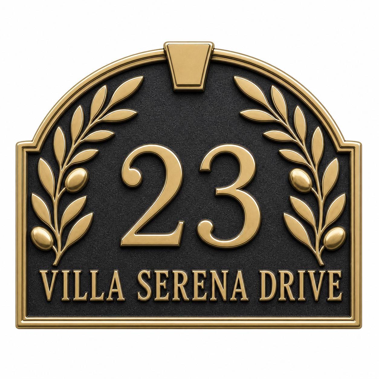 Personalised House Number Sign | Antique Brass Address Plaque | Custom Street/Family Name Board