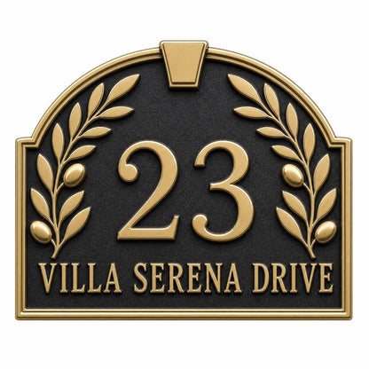 Personalised House Number Sign | Antique Brass Address Plaque | Custom Street/Family Name Board