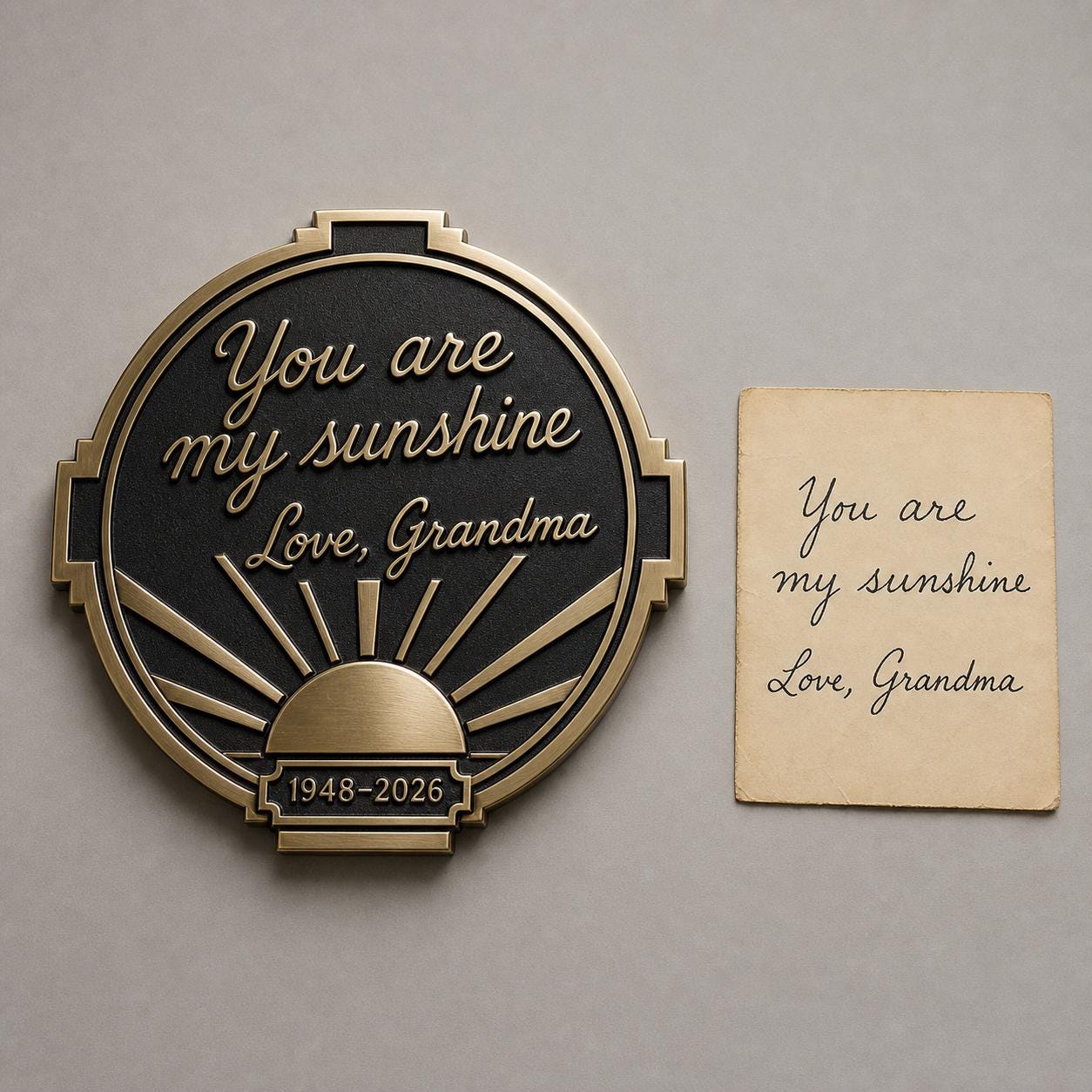 Custom Handwritten Message Plaque | Antique Brass Sign | Personalised Note Keepsake Gift