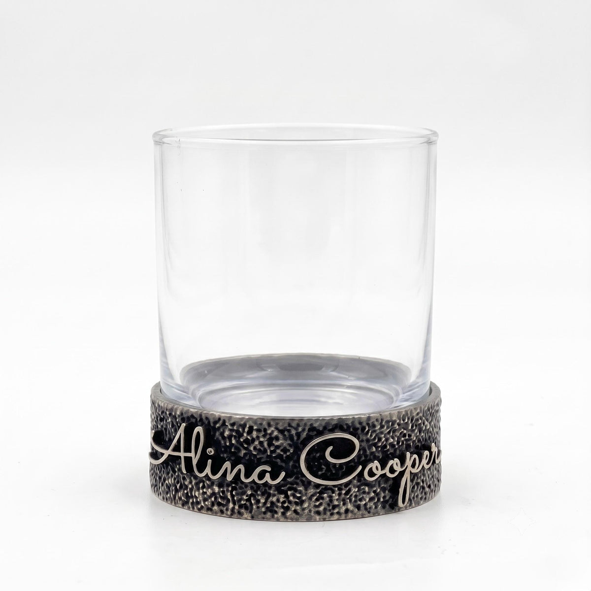 Personalised Antique Brass/Nickel Whiskey Glass | Signature Name Glasses | Electro-formed Metal Drinkware
