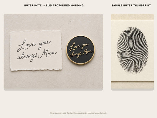 Custom Fingerprint Memorial Plaque, Antique Brass Keepsake, Personalised Handwriting Remembrance Gift for Mom