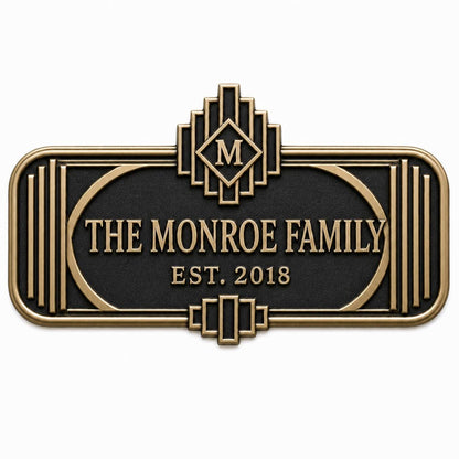 Personalised House Name Sign | Antique Brass Address Plaque | Custom Family Plaques