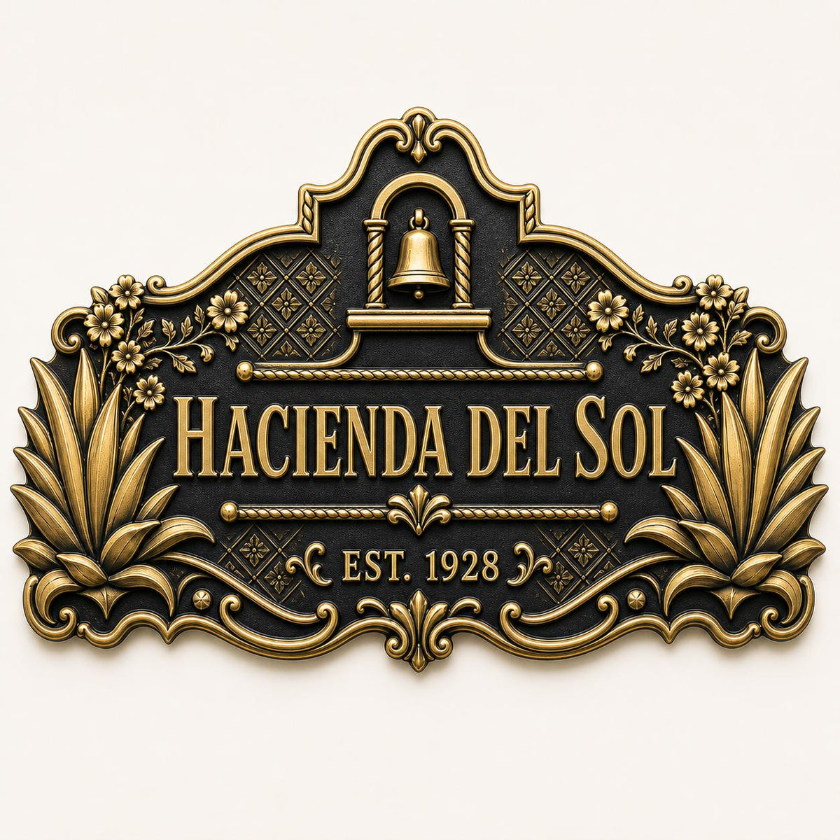 Personalized Antique Brass House Name Plaque | Spanish Style Address Sign