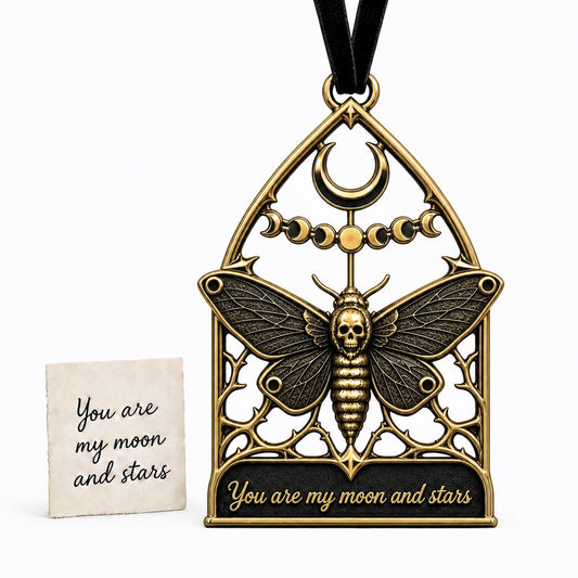 Large Personalized Moth Memorial Ornament | Gothic Antqiue Brass decor | Custom Keepsake