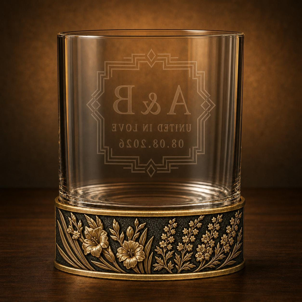 Personalized Birth Flower Whiskey Glass – Larkspur and Gladiolus, 10 oz