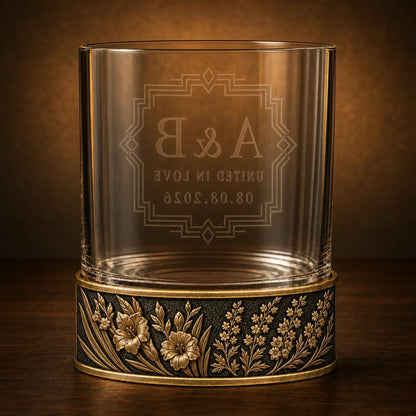 Personalized Birth Flower Whiskey Glass – Larkspur and Gladiolus, 10 oz