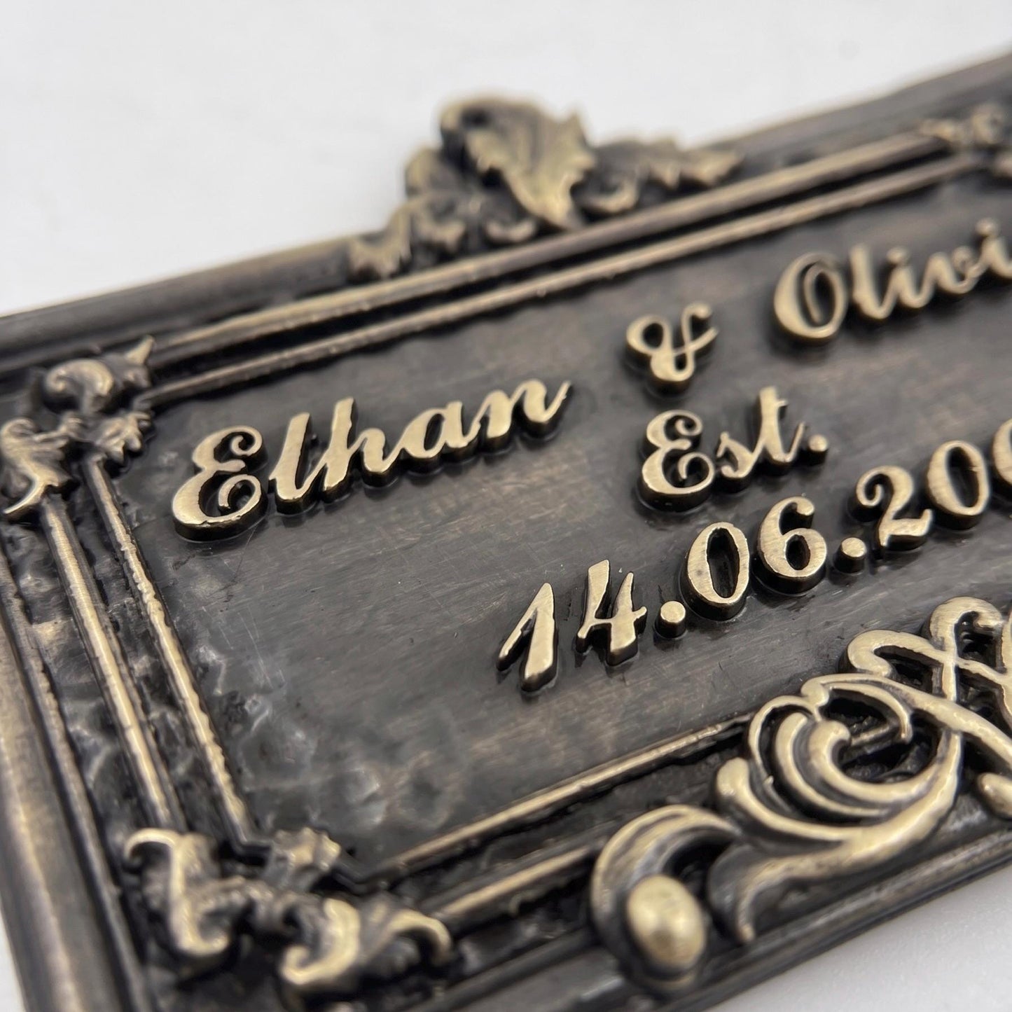 Personalized Wedding Plaque, Antique Brass Couple Name Sign, Custom Marriage Date or Wedding Arbor Sign