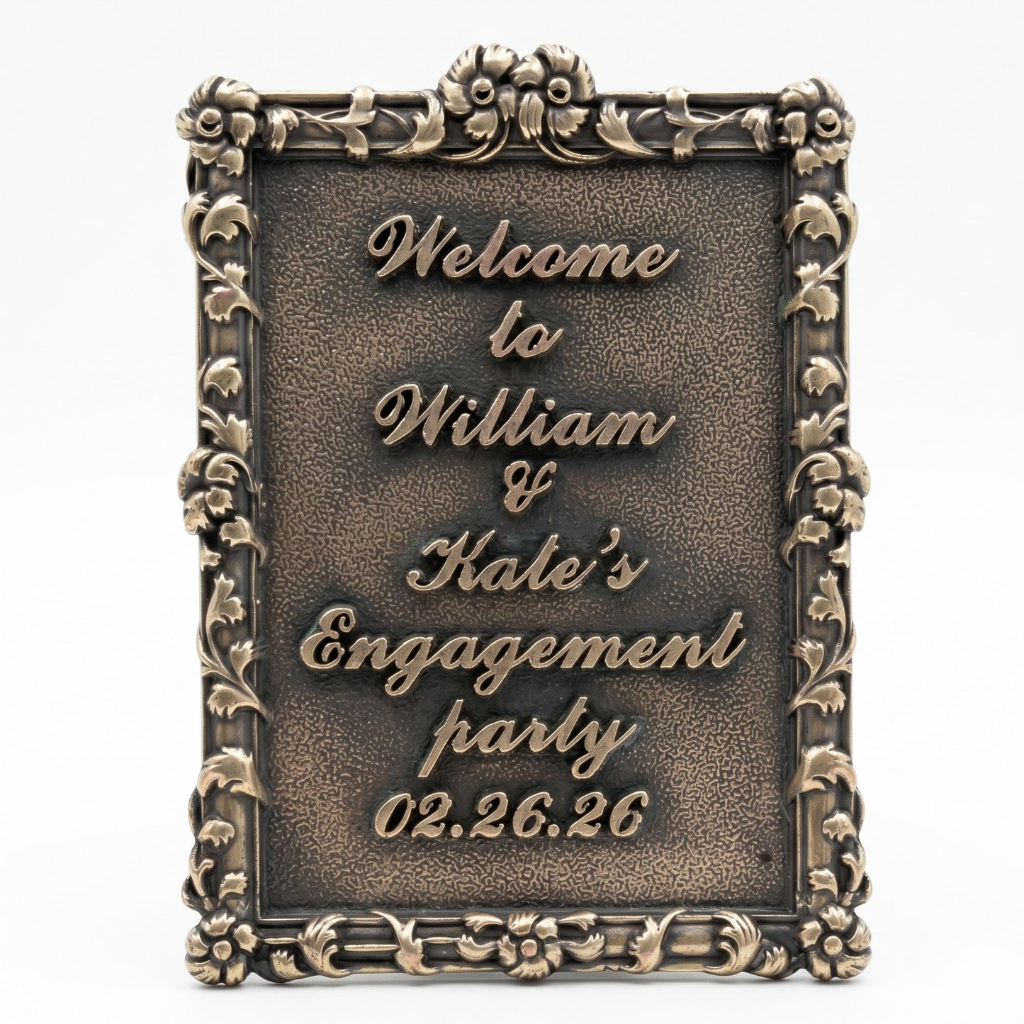 Personalized Engagement Plaque, Antique Brass Couple Name Sign, Custom Proposal Date or Engagement Party Keepsake