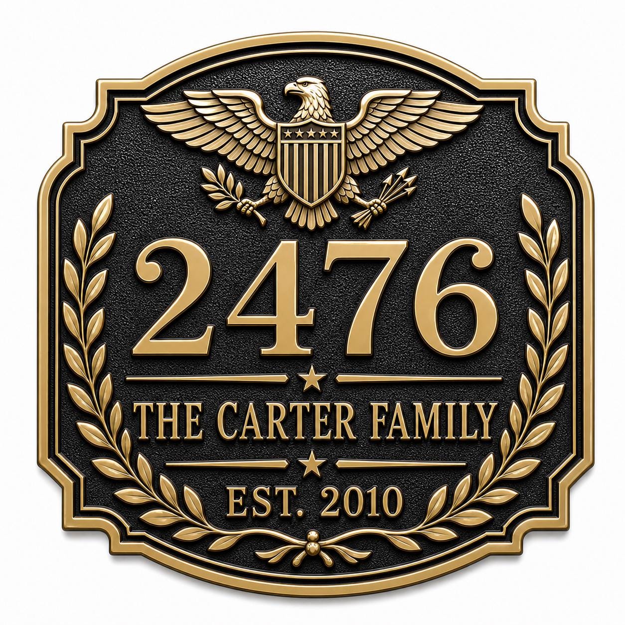 Personalised House Number Sign | Antique Brass Address Plaque | Custom Street/Family Name Board