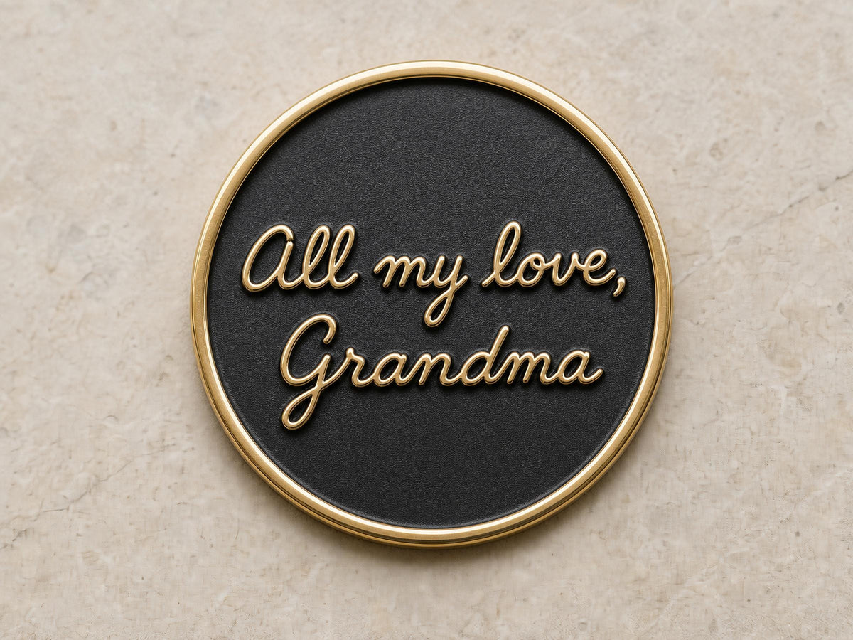 Custom Grandma Thumbprint Memorial Plaque, Antique Brass Keepsake, Personalised Handwriting Remembrance Gift
