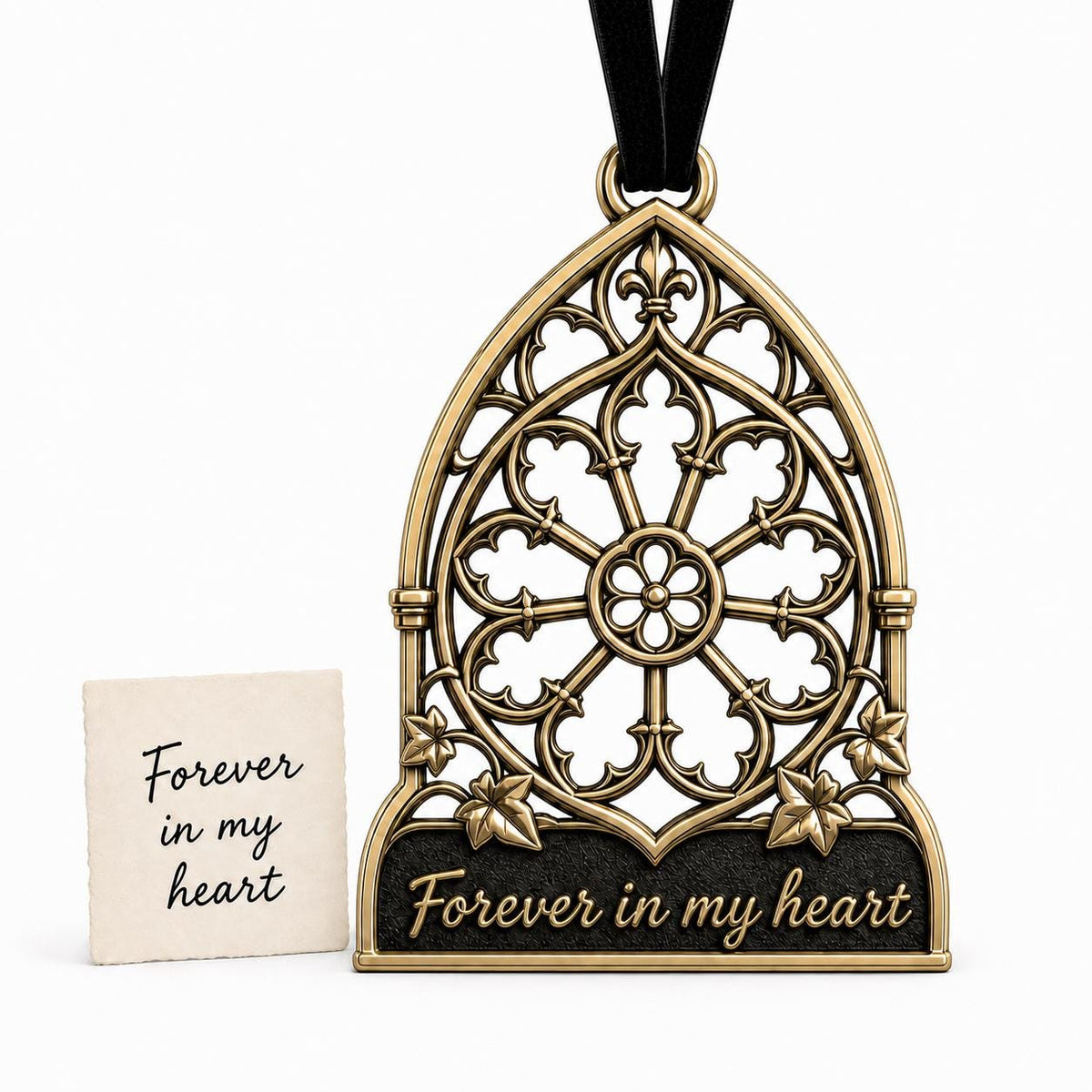 Large Personalized Memorial Ornament | Antique Brass Keepsake | Christmas Tree Decor