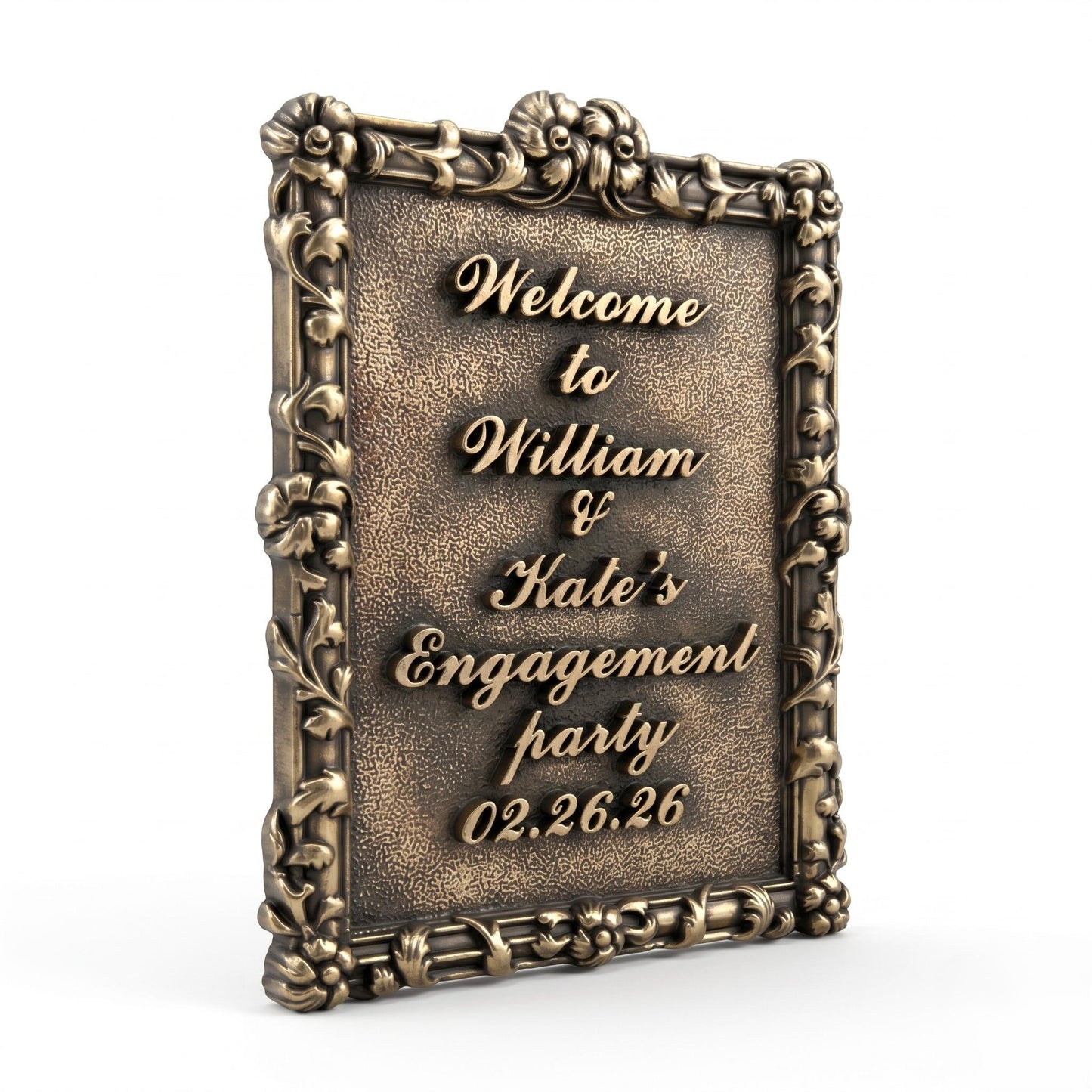 Personalized Engagement Plaque, Antique Brass Couple Name Sign, Custom Proposal Date or Engagement Party Keepsake