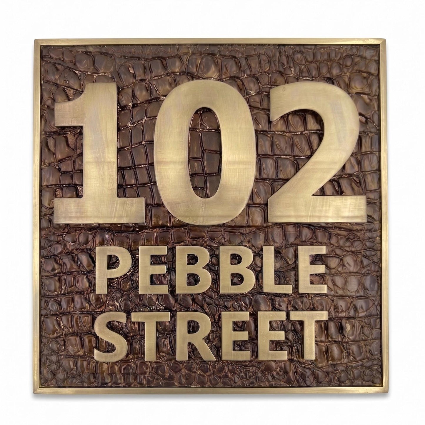 Custom House Number Sign | Electroformed Brass Address Plaque | 5 Finishes | Floating Mount | Housewarming Gift