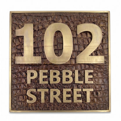 Custom House Number Sign | Electroformed Brass Address Plaque | 5 Finishes | Floating Mount | Housewarming Gift