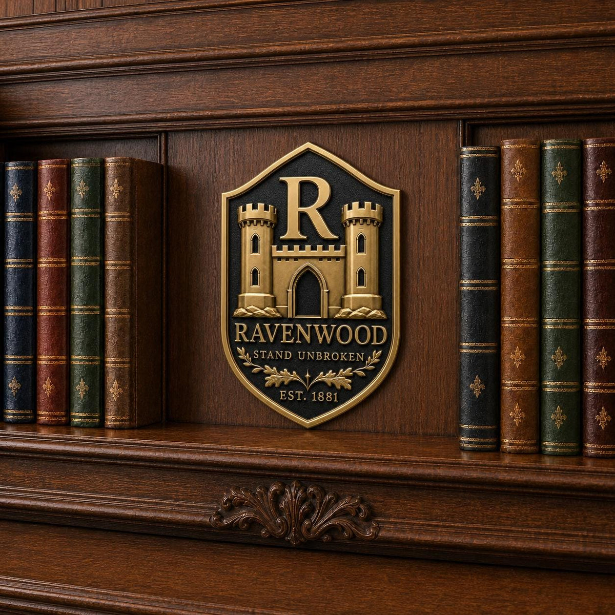 Design Your Own Family Sigil Plaque | Custom Crest, Coat of Arms, Surname & Motto | Antique Brass Sign