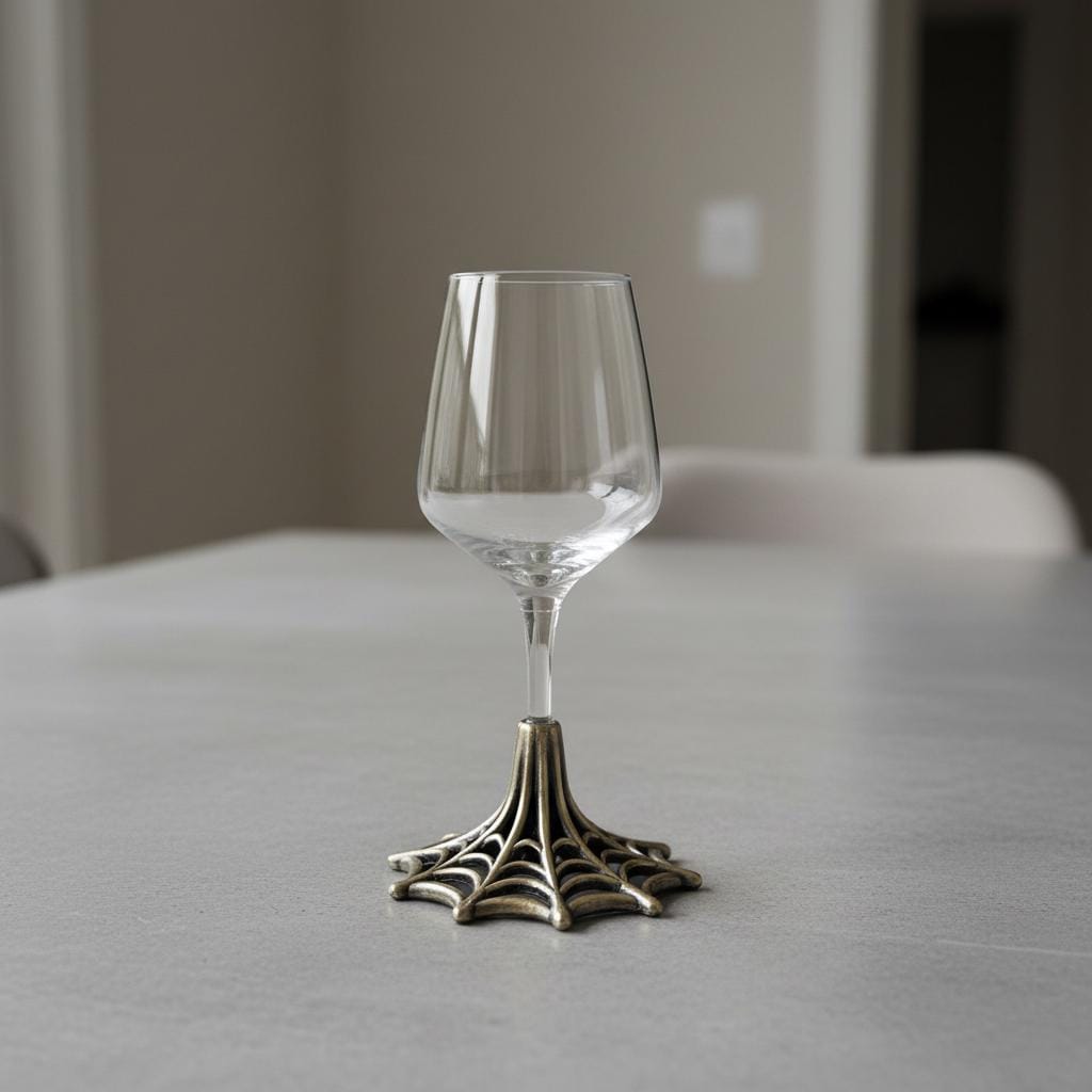 Spider Web Wine Glass – Electroformed Web Base, 12 oz