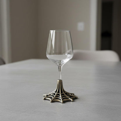 Spider Web Wine Glass – Electroformed Web Base, 12 oz