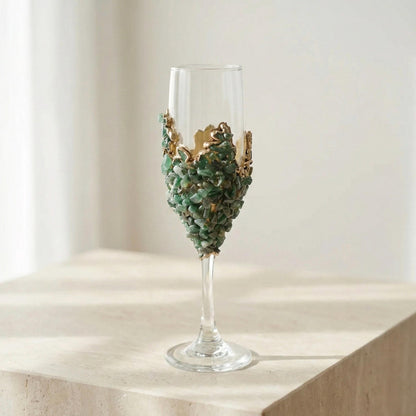 Agate Crystal Champagne Glasses – Stone Over the Bowl, 7 oz