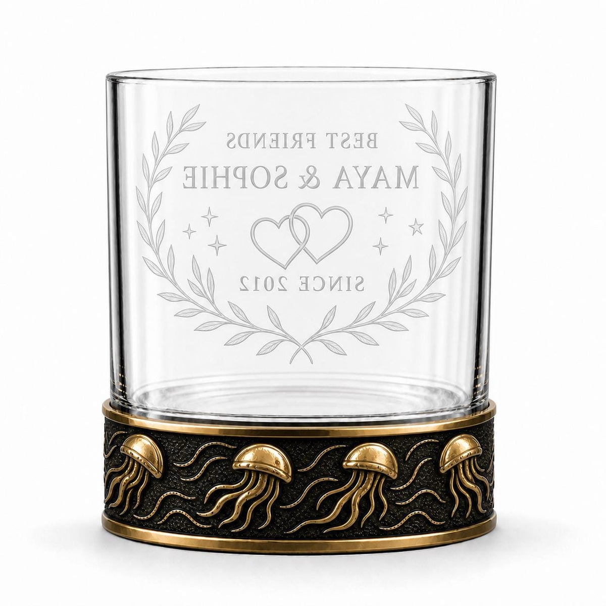 Personalized Jellyfish Whiskey Glass – Custom Etched Old Fashioned Glass, 10 oz