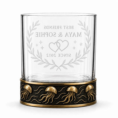 Personalized Jellyfish Whiskey Glass – Custom Etched Old Fashioned Glass, 10 oz