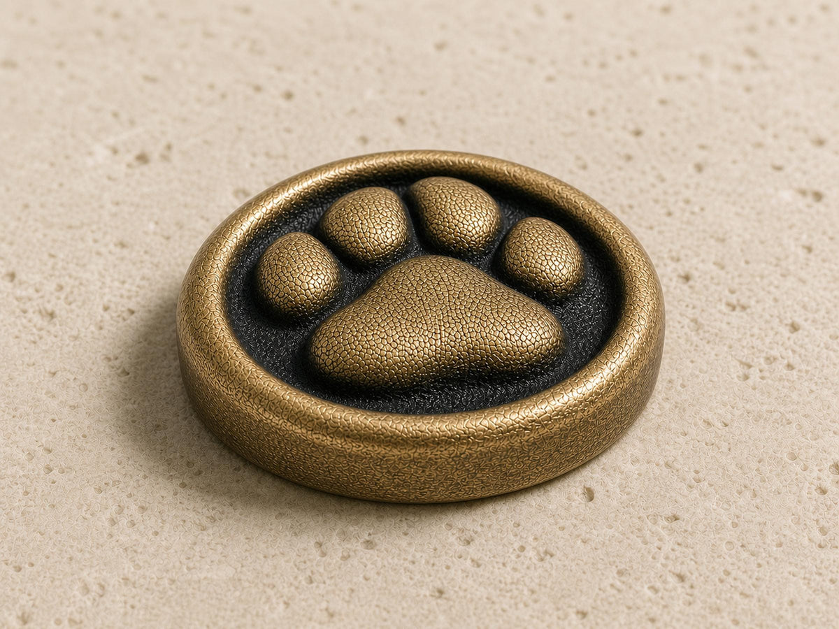 Custom Dog Paw Memorial Plaque, Antique Brass Keepsake, Personalised Dog Paw Print Ornament