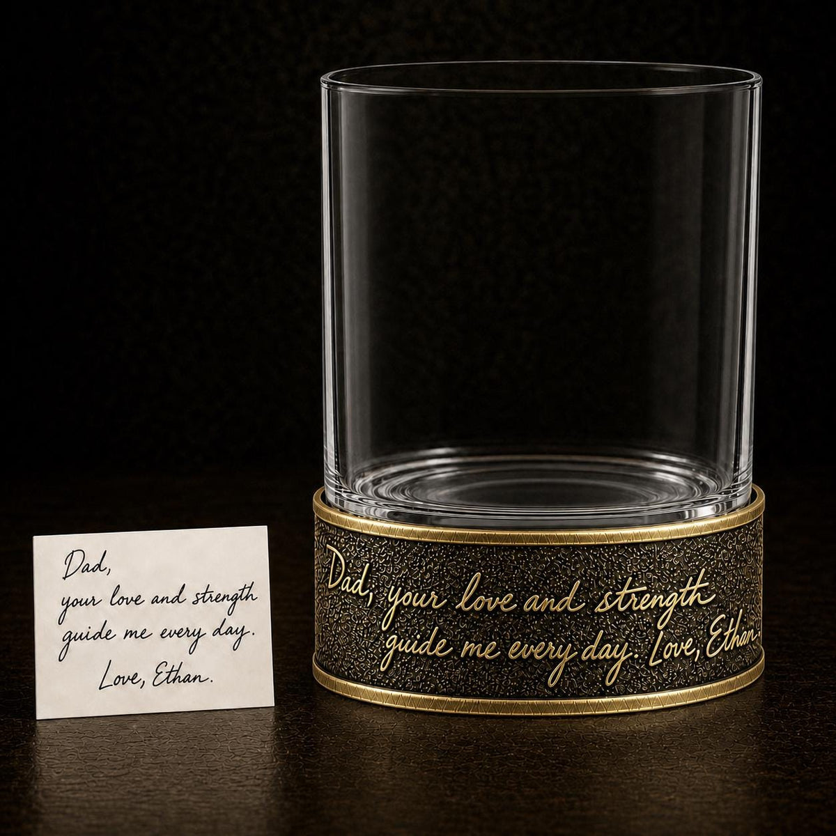 Personalized Handwriting Whiskey Glass – Signature Raised in Metal, 10 oz