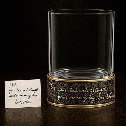 Personalized Handwriting Whiskey Glass – Signature Raised in Metal, 10 oz