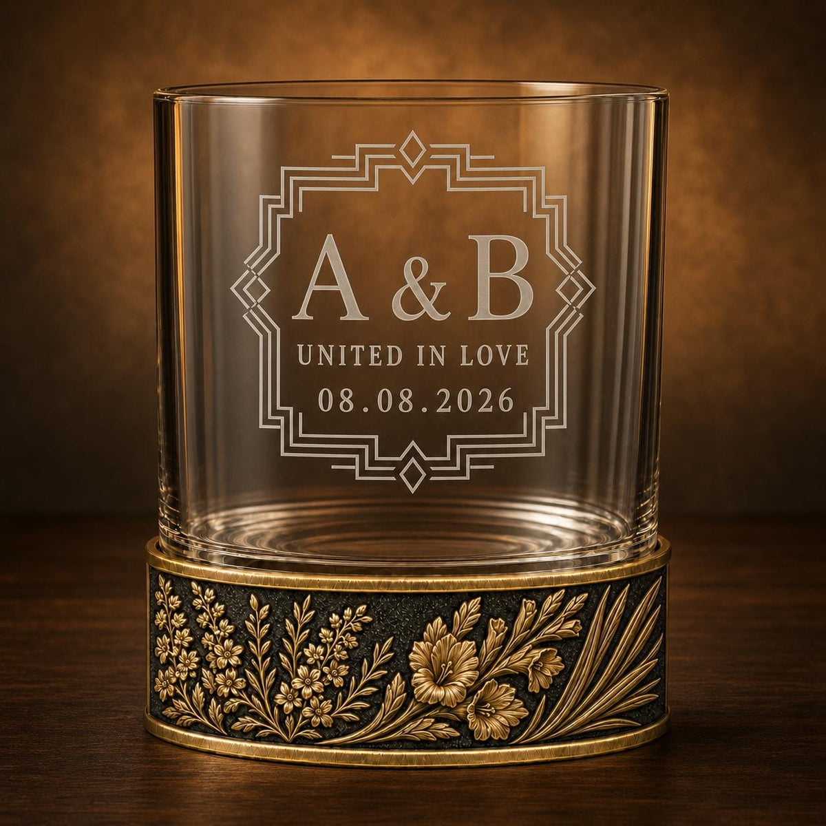 Personalized Birth Flower Whiskey Glass – Larkspur and Gladiolus, 10 oz
