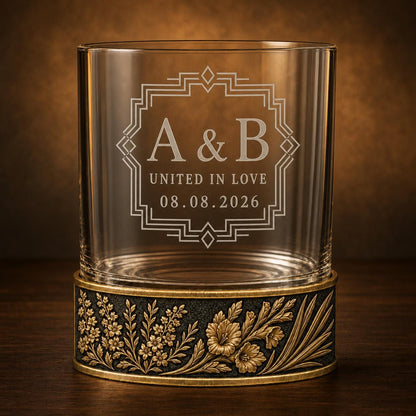 Personalized Birth Flower Whiskey Glass – Larkspur and Gladiolus, 10 oz