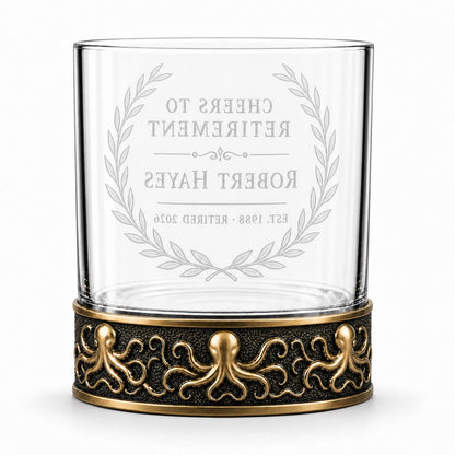 Personalized Octopus Whiskey Glass – Custom Etched Old Fashioned Glass, 10 oz