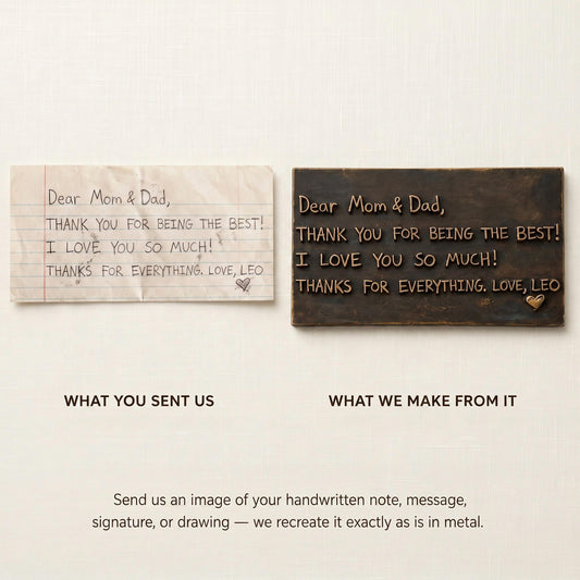 Handwritten Note Plaque, Antique Brass, Plain