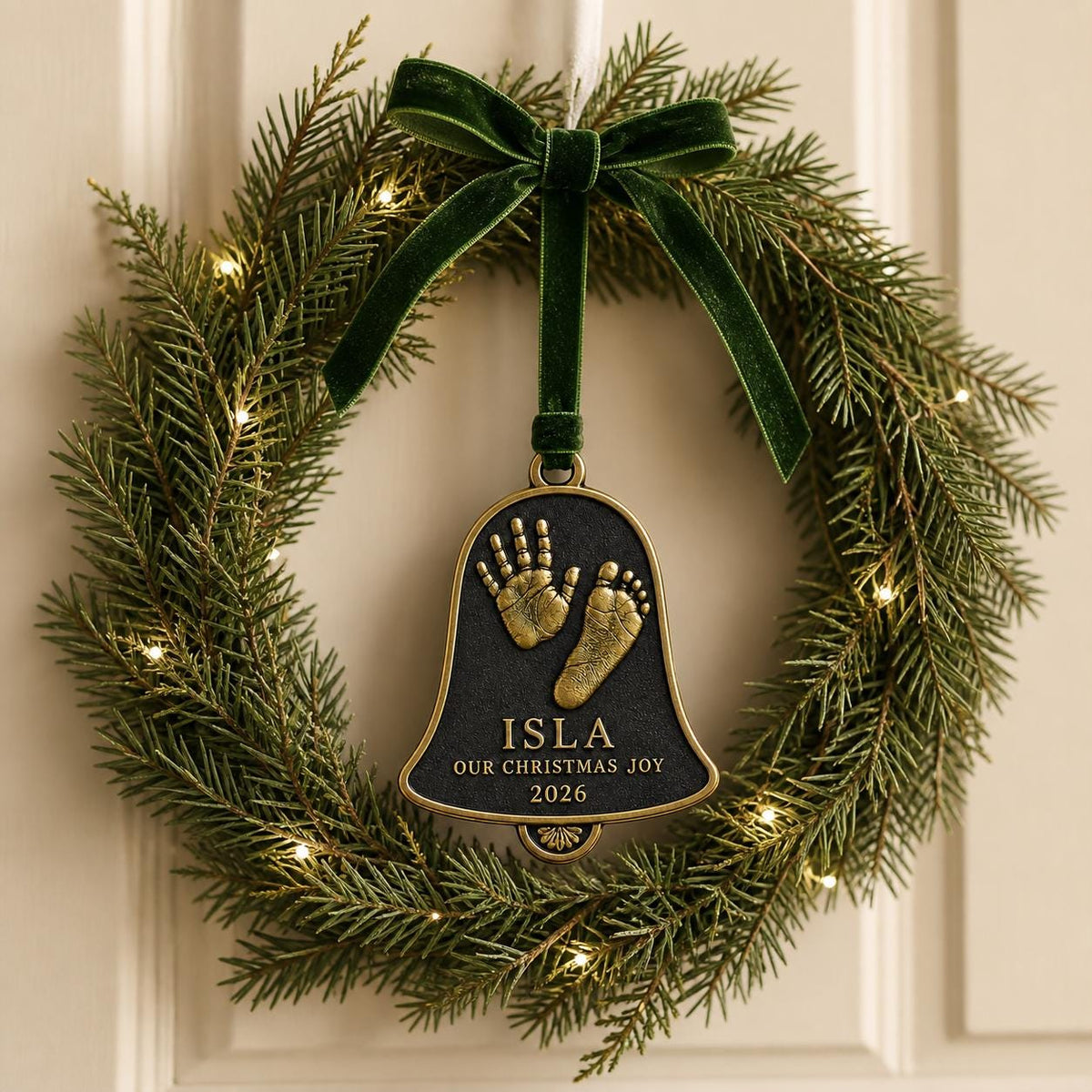 Baby Handprint and Footprint Ornament, Bell