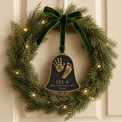 Baby Handprint and Footprint Ornament, Bell