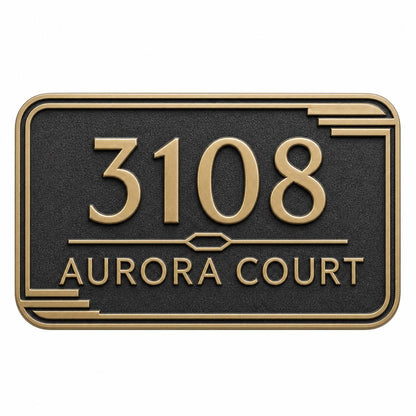 Personalised House Number Sign | Antique Brass Address Plaque | Custom Street/Family Name Board