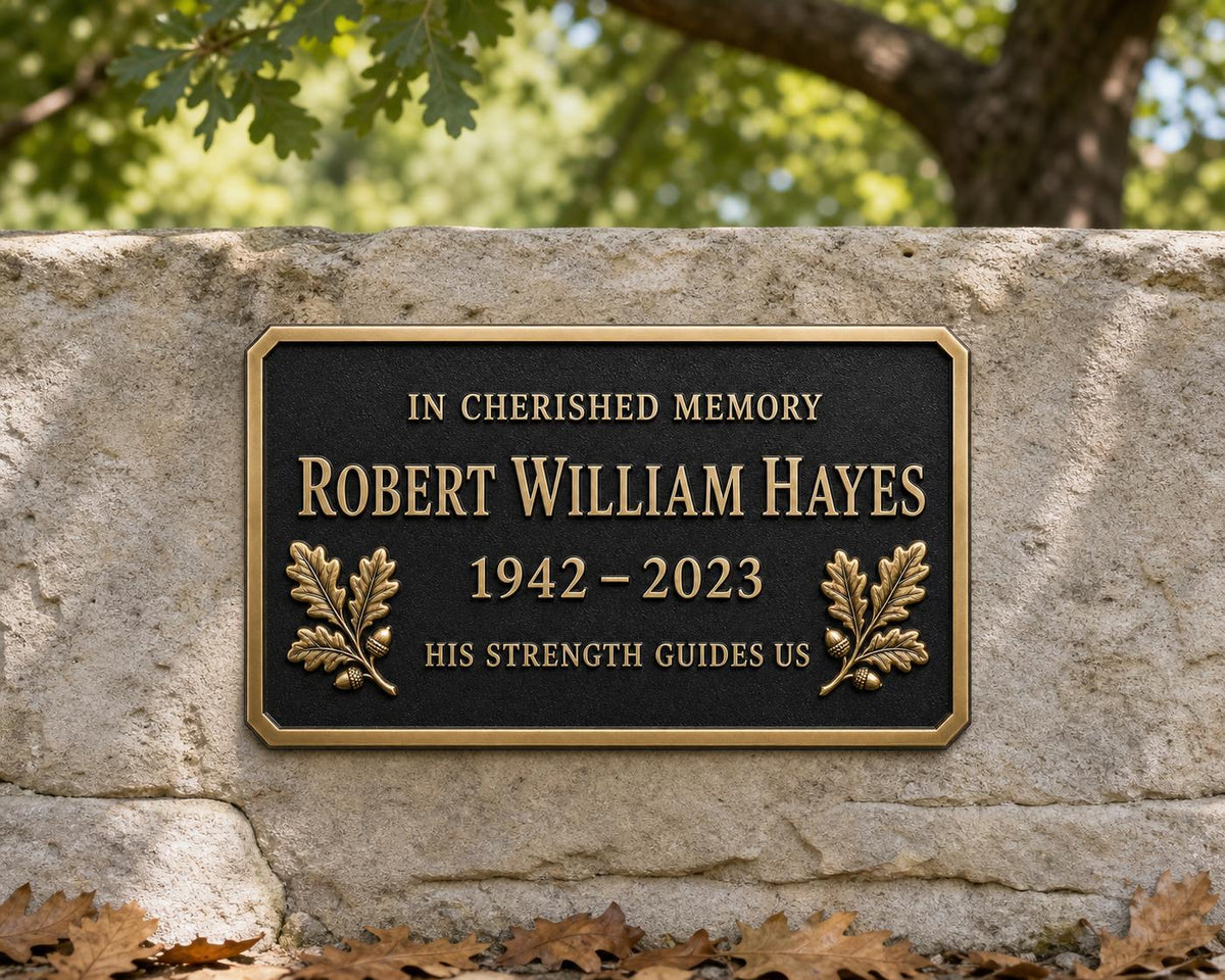 Memorial Garden Sign, Custom Remembrance Plaque, Raised Brass Design