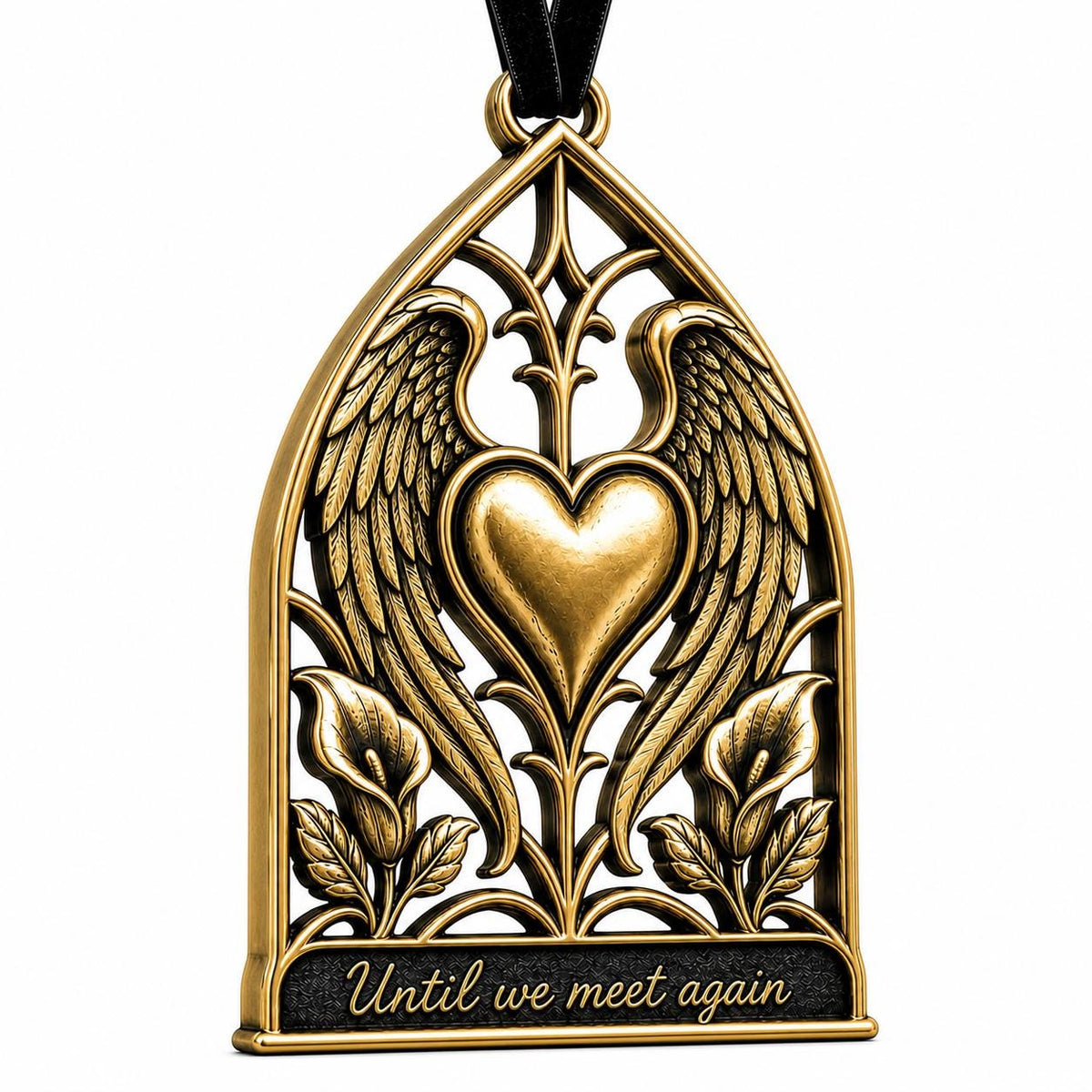 Large Personalized Angel Wings Memorial Ornament | Sympathy Remembrance Decor | Antique Brass Keepsake