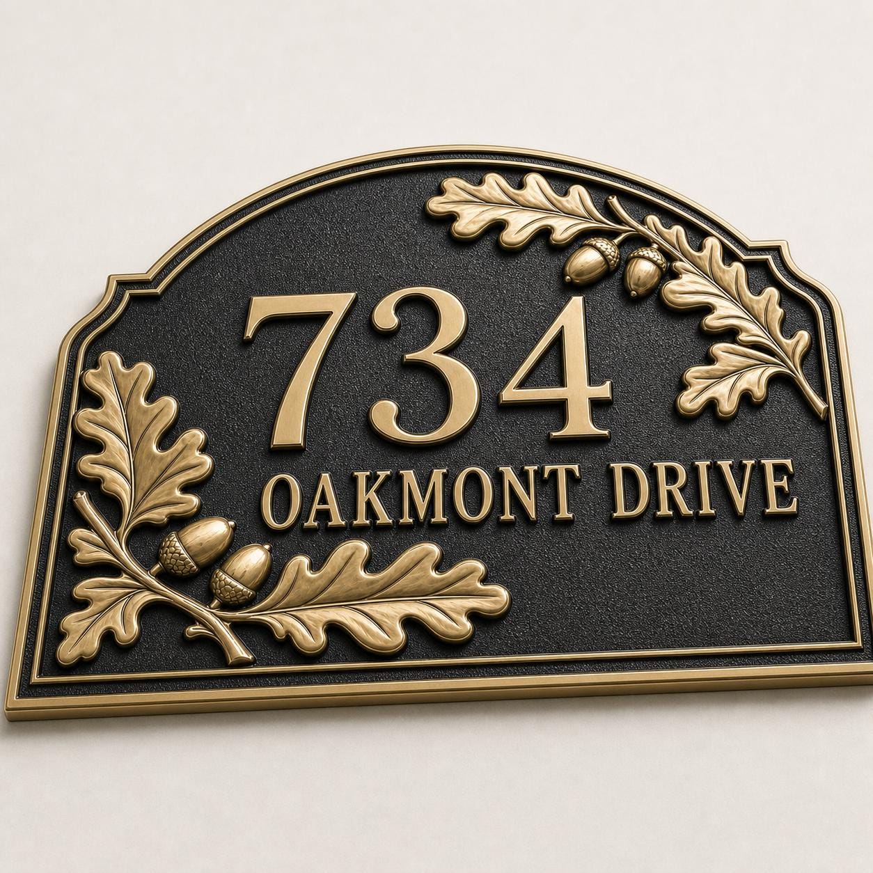 Personalised House Number Sign | Antique Brass Address Plaque | Custom Street/Family Name Board