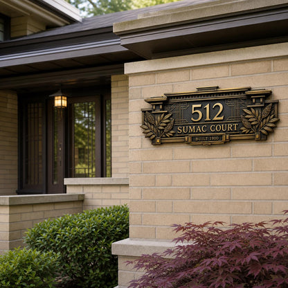 Custom House Name/Number Sign | Antqiue Brass Plaque