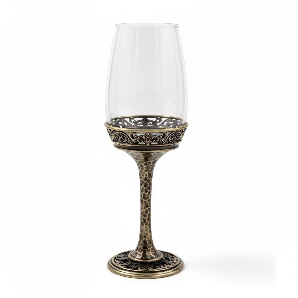 Personalised Wine Glasses Set | Electro-Formed Metal Base (Set of 1 or 2)