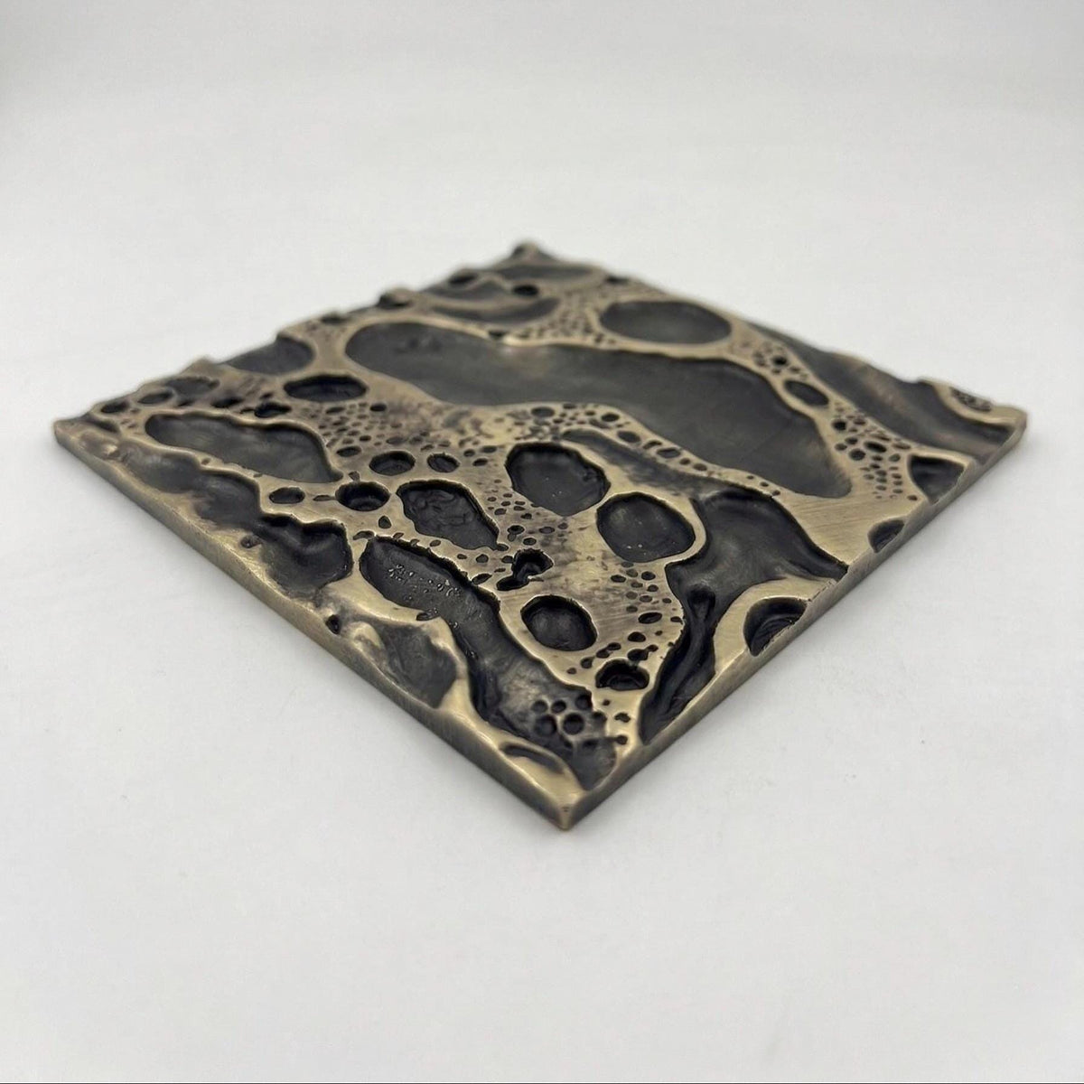A cosmic crater tile at an angle