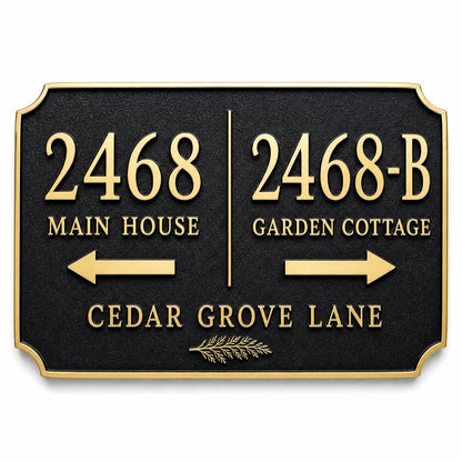 Personalized ADU Address Sign, Main House and Garden Cottage Wayfinding Brass Plaque