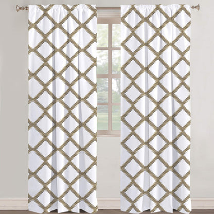 Althea - Set of 2 Panels Crewel Embroidered Curtains | Linen Cotton Mix | Fully Embroidered | Lined