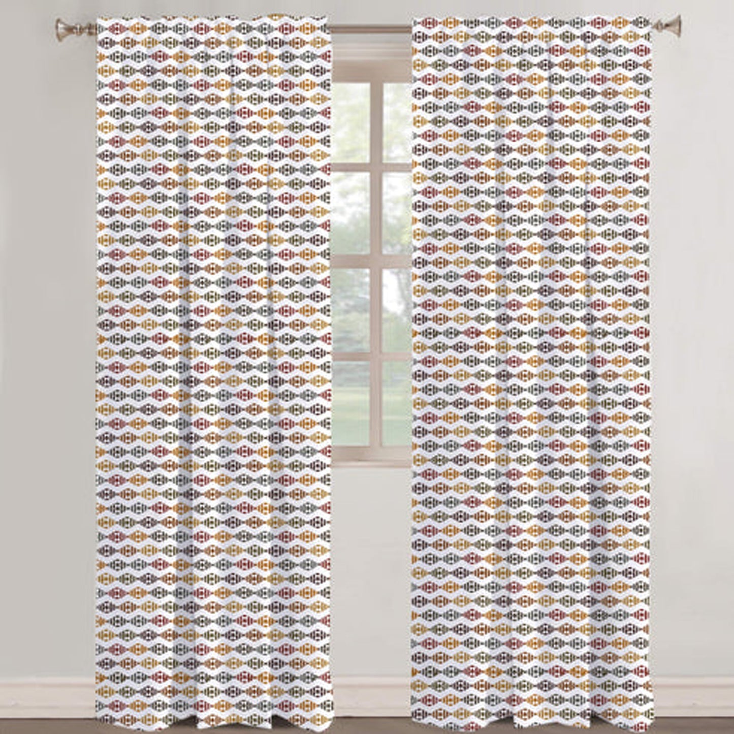 Amalthea - Set of 2 Panels Crewel Embroidered Curtains | Linen Cotton Mix | Fully Embroidered | Lined