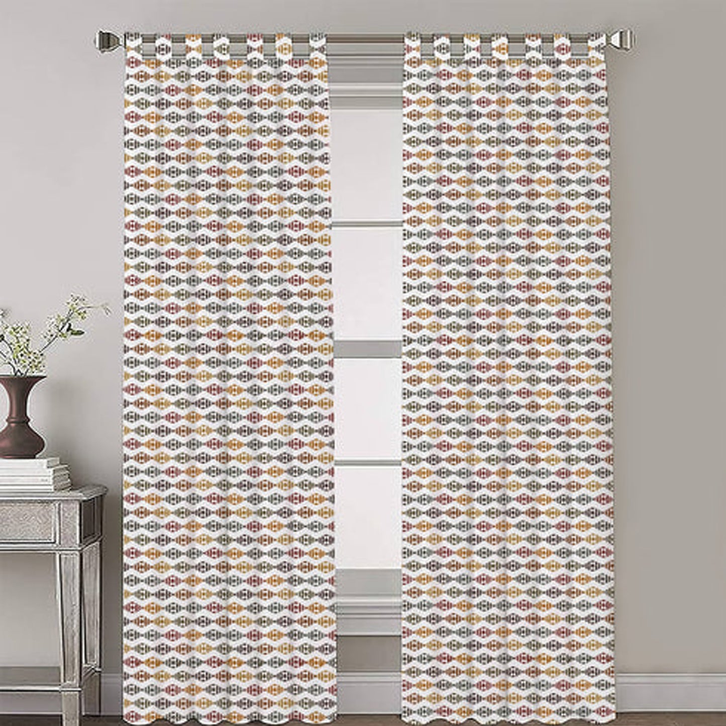 Amalthea - Set of 2 Panels Crewel Embroidered Curtains | Linen Cotton Mix | Fully Embroidered | Lined