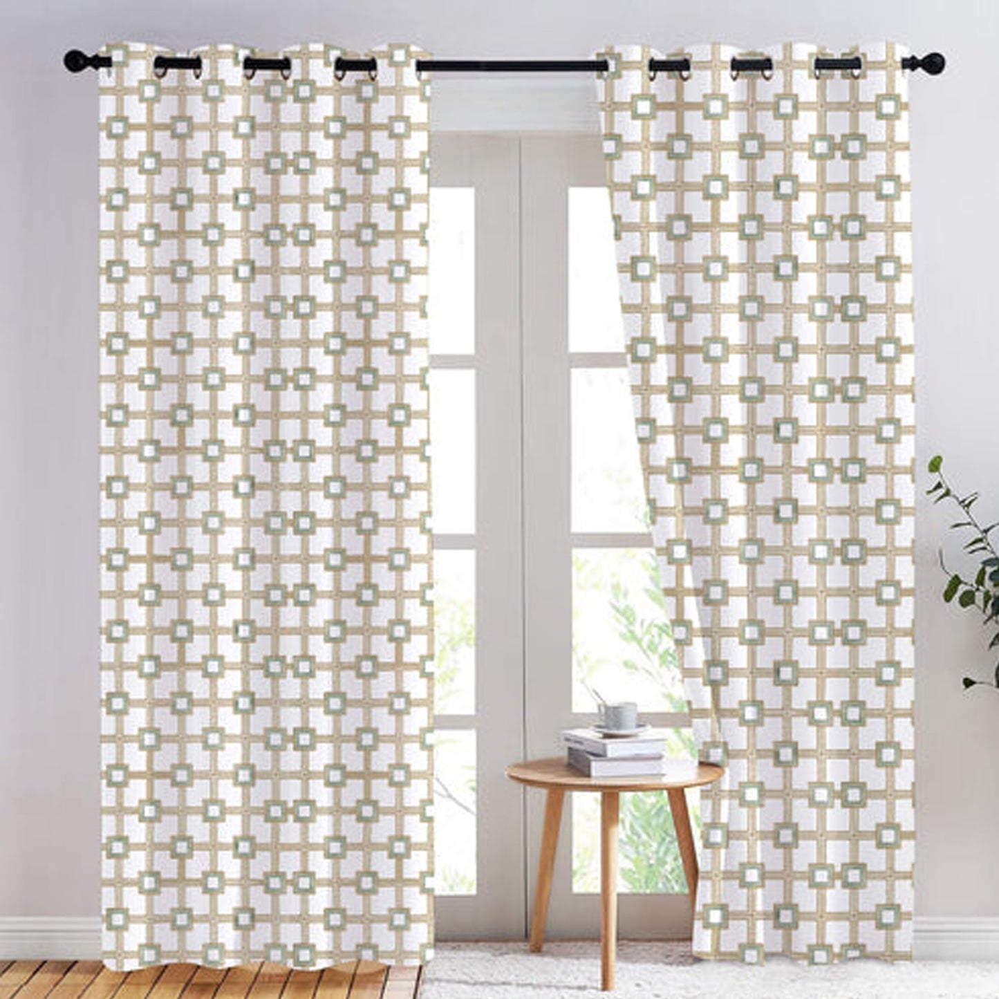 Amaris - Set of 2 Panels Crewel Embroidered Curtains | Linen Cotton Mix | Fully Embroidered | Lined