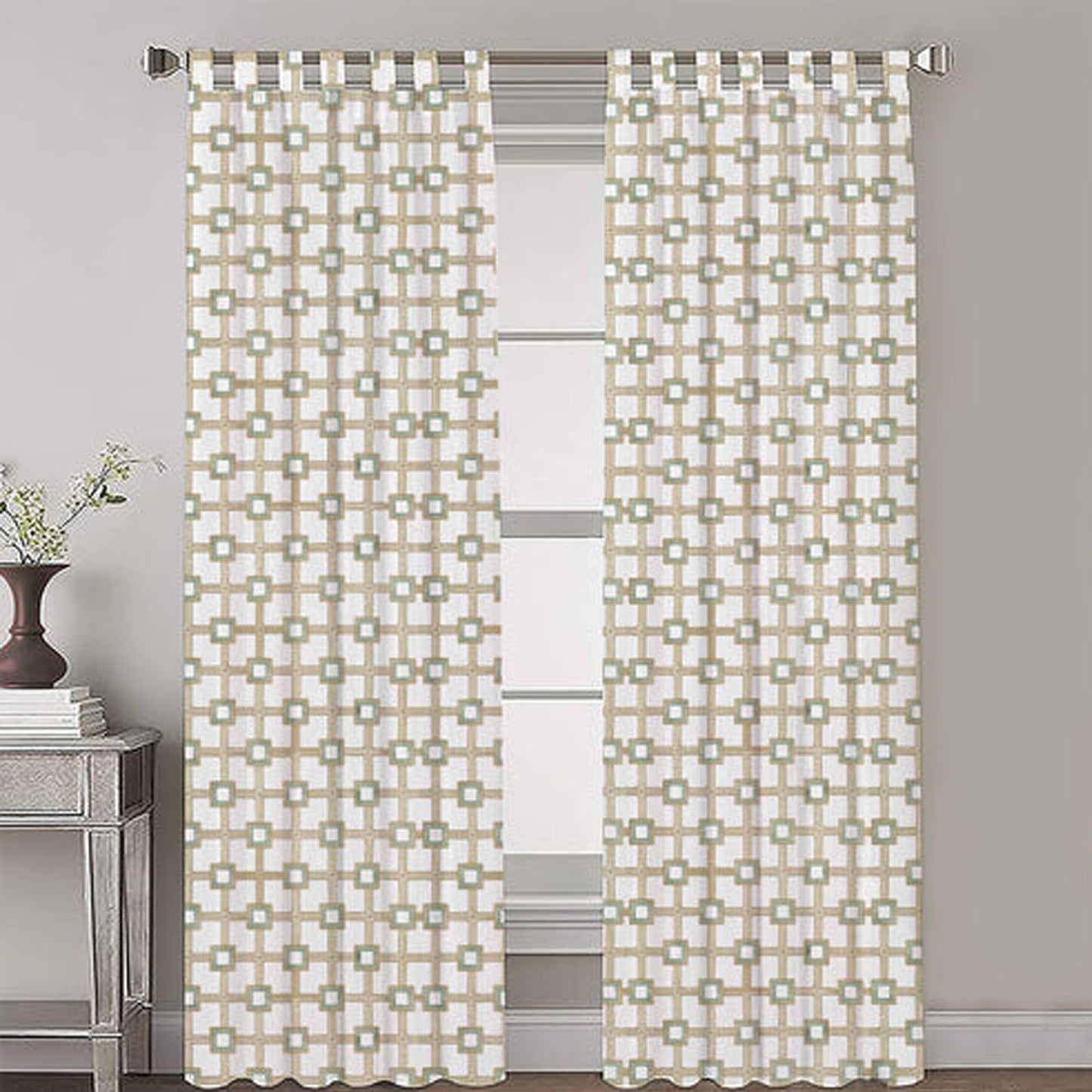 Amaris - Set of 2 Panels Crewel Embroidered Curtains | Linen Cotton Mix | Fully Embroidered | Lined