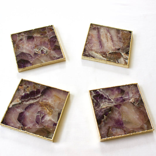 Amethyst Agate - Set of 4 Large Square Coasters | Personalised Momentos