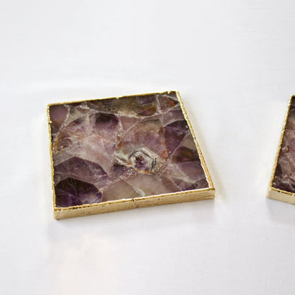 Amethyst Agate - Set of 4 Large Square Coasters | Personalised Momentos